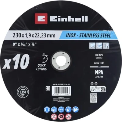 Imagen de Lote de 10 discos 230x2mm inox metal EINHELL