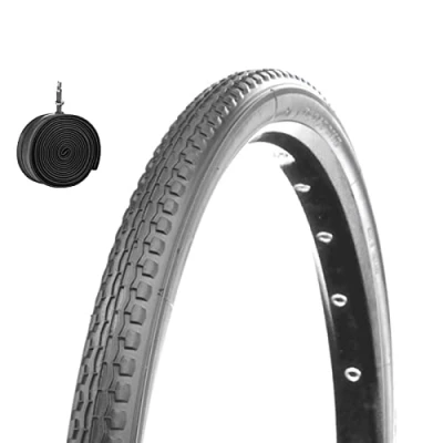 Imagen de neumático 24 x 1 3/8 (37 540) + cámara de aire gris para silla ruedas