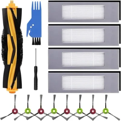 Imagen de Accesorios Piezas de Repuesto para Ecovacs DEEBOT OZMO 950 920 T8,T8+,T8 AIVI,T9,T9+,N8,N8+,N8 Pro,N8 Pro+ Aspiradora Robótica Recambios con Cepillo Principal,4 Filtro,8 cepillos Laterales,4 Esponjas