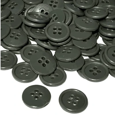 Imagen de AERZETIX C56514 Juego de 100 Botones coser redondos Ø15x3mm 24L L24 con 4 agujeros color gris basalto en plástico apertura 2mm mercería costura ropa moda tejeras decoración