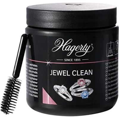 Imagen de Hagerty Jewel Clean baño de inmersión para joyas oro y platino, 170 ml, limpiador eficaz diamantes, zafiros rubíes, limpieza con cesta cepillo