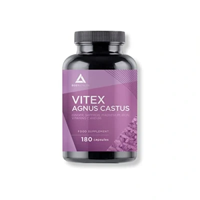 Imagen de Vitex Agnus Castus Sauzgatillo 180 Capsulas 20mg Complex Female Balance hormonal femenino Sindrome Premenstrual Con jengibre, azafrán, magnesio, hierro, vitaminas B6 y C Bodyathlon
