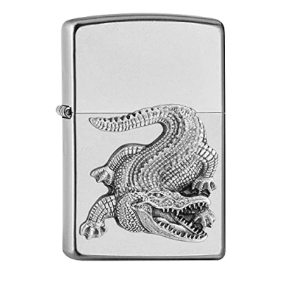 Imagen de ZIPPO Crocodile Mini emblème Satin Chrome Briquet tempête, Rechargeable, Dans UNE boîte Cadeau de qualité cocodrilo Emblema Cromo Satinado