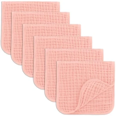Imagen de Comfy Cubs Muselina paños del Burp de 6 Paquetes Grandes algodón 100% a Mano estropajos Capas Extra Suave y Absorbente (Rosa, Paquete 6)