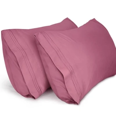 Imagen de Lirex 2 Pack Fundas de Almohada 1800 Hilos, Microfibra Suave Cepillada, Transpirables sin Arrugas y Lavables a Máquina (50x70 cm, Rosa Malva)