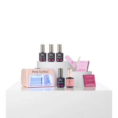 Imagen de Pink Gellac Juego de iniciación manicura uñas gel 15 ml Shellac Set UV para 14 días hermosas inicio