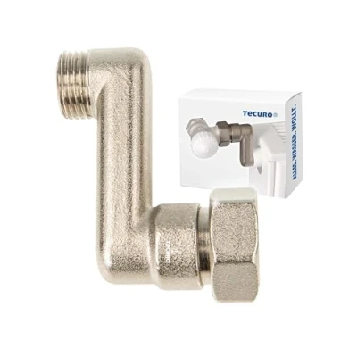 Imagen de tecuro Conector S para radiador, compensación de altura 50 mm, con Eurokonus x AG, 3/4 pulgadas 1/2 pulgadas, latón niquelado, AGS