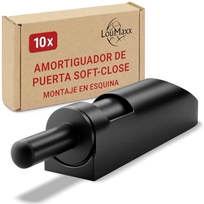 Imagen de LouMaxx Juego de 6 amortiguadores puerta cierre suave en color negro, Amortiguador para armario y cajones.