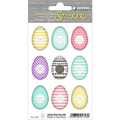 Imagen de HERMA 1728 pegatinas de Pascua &quot;Juego huevos multicolor&quot;, autoadhesivas para niños decoración Pascua, manualidades o como regalo, 27