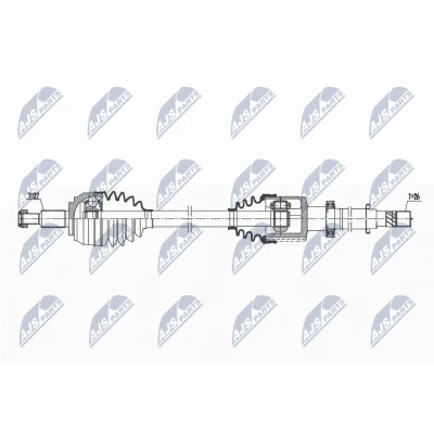 Imagen de NTY NPW RE 174 Árbol de transmisión Eje delantero, derecha 945 90 RENAULT: LAGUNA 3