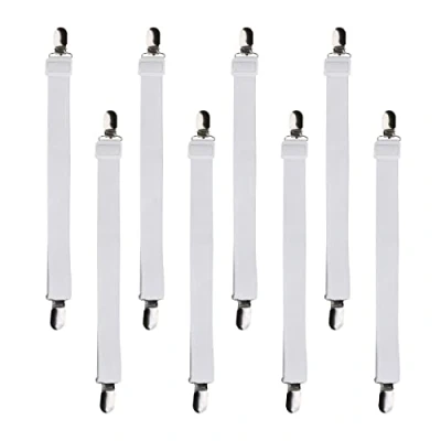 Imagen de Beedsooth 8 Piezas Sujetadores para Sábanas (Extender 60 200 cm), de Hojas, Ajustables Elásticos Correas Cama Clips o Sofás, Blanco