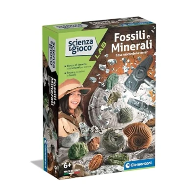 Imagen de Clementoni Ciencia Lab Minerales Kit de fósiles para excavar, Rocas, Juego científico 6 años, paleontología niños, mineralogía, Laboratorio en Italiano, Fabricado Italia, Multicolor, 19371