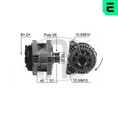 Imagen de ERA 210234A Alternador 14V 150A PEUGEOT: 206 Hatchback, Partner I Furgón, 307 SW, CITROËN: Xsara Picasso, Berlingo / First Furgón