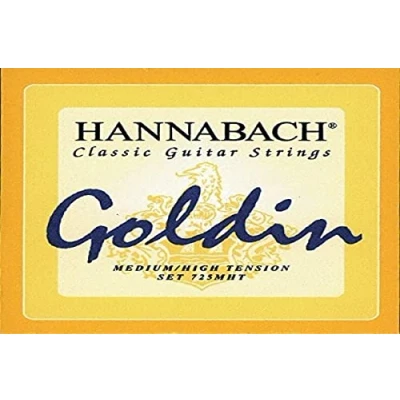 Imagen de Hannabach Cuerdas Para Guitarra Clasica, Serie 725 Tension Media/Alta Goldin Juego 3 Agudas Mi1+Si2+Sol3