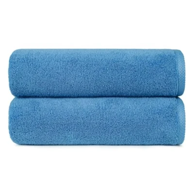 Imagen de Amazon Basics paquete de 2 Toallas baño, absorbentes, secado rápido, 100 % algodón, (70 x 140 cm), Azulón