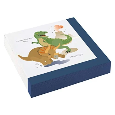 Imagen de 20 servilletas de dinosaurios, para cumpleaños infantiles y fiestas temáticas, T Rex, triceratops, lagarto, niños, cumpleaños, Napkins desechables