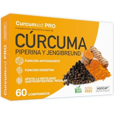 Imagen de Cúrcuma con jengibre y pimienta negra, 60 comprimidos Curcuma negra + jengibre. Antiinflamatorio natural, TURMERIC. Vegana Pimient e