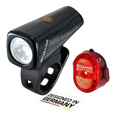 Imagen de SIGMA Kit de Luces para Bicicleta Buster 150 FL y Nugget II Flash Delanteras traseras Recargables con Diferentes Modos iluminación Montaje sin Herramientas Color : Negro