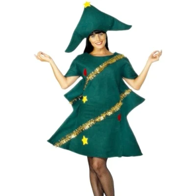Imagen de Smiffys Disfraz de árbol Navidad, Verde, con túnica y gorro