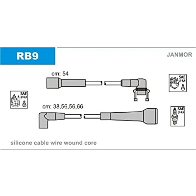 Imagen de JANMOR RB9 Juego de Cables Encendido RENAULT: Super 5 Hatchback, 21 Berlina, 19 II Hatchback