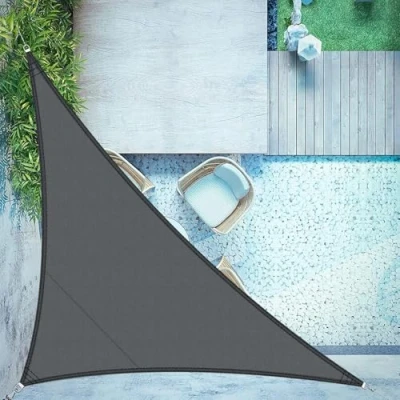 Imagen de LOVE STORY Toldo Vela de Sombra 4x4x5.65m Triangular Toldos Impermeable Protección Rayos UV para Exteriores Terraza Balcon Patio Jardín，Antracita