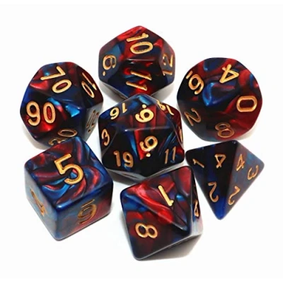 Imagen de CREEBUY DND Juego de dados poliédricos rojos y azules para Dungeon and Dragons MTG RPG D&amp;D D20 D12 D10 D8 D6 D4