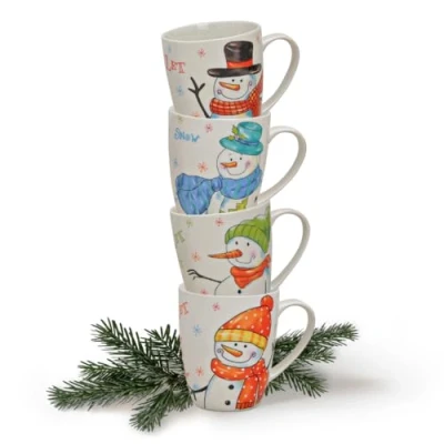 Imagen de matches21 Tazas de café (porcelana, 4 unidades, 10 cm), diseño muñeco nieve multicolor