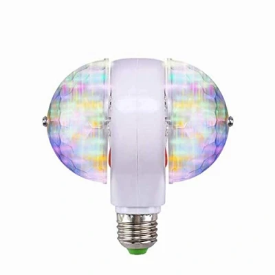 Imagen de Luz de Escenario, E27 RGB LED Disco Luces Escenario Bombilla Bola Lámpara Efecto Fiesta giratoria 2 Cabezales Hadas Escenario(Enchufe 220V UE)