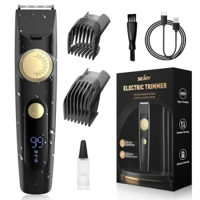 Imagen de Máquina de Cortar Pelo, Cortapelos Inalámbrico Hombre Cortador Pelo Recargable Impermeable Recortadora Eléctrica Maquina Afeitar con LED Pantalla, para Hombres, Mujeres, Niños y Barbero, Negro