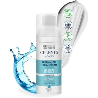 Imagen de Celenes by Sweden Crema Gel Facial Térmica, Mezcla de Hierbas y Agua Termal, Hidratante Refrescante, Libre Alcohol, Parabenos, Apto para Todo Tipo Pieles 50ml