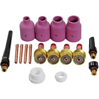 Imagen de RIVERWELD TIG Lente de gas 45V116 10N23 1.6 mm 45V64 10n24 2.4 995795 10n25 3.2 45v63 54n20 57n75 57n74 53n88 53n87 Tapa trasera Fit QQ300 PTA DB SR WP 17 18 26 Soldadura Antorcha pcs