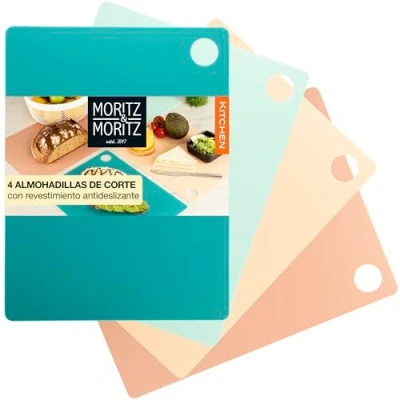 Imagen de Moritz &amp; 4x Tabla cortar Flexible Corte cocina 38 x 29 cm de Plastico 2mm Grosor Superficie Antideslizante para un Seguro Juego tablas