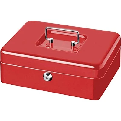 Imagen de BURG WÄCHTER Caja de caudales con cerradura llave y bandeja para dinero, Chapa acero, Money 5025, Rojo