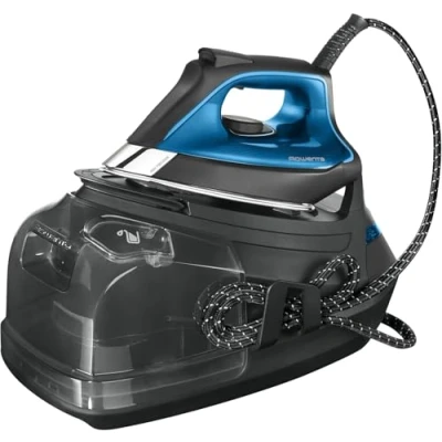 Imagen de Rowenta Silence Steam Pro DG9160 Centro de planchado vertical, 7.5 bares, golpe vapor 480g/min, tecnología silenciosa, desinfecta, con caldera, Color Gris y Azul
