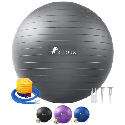 Imagen de ROMIX Pelota de Ejercicio, 65cm Grande Pilates Embarazadas con Bomba Rápida, Anti Reventones Balón para Sentarse Bola Gimnasia Fitness Equilibrio Yoga Entrenamiento