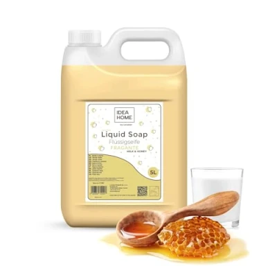 Imagen de IDEA HOME FRAGANTE Jabón de Manos Líquido 5L Buena Espuma 5 litros en Crema para Todo Tipo Piel Leche y Miel