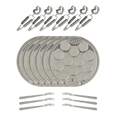 Imagen de TheKitchenette 5040063 The Kitchenette Vajilla Juego de 18 platos 12 x 19 cm y 6 pinzas para caracoles