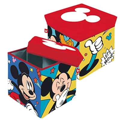 Imagen de ARDITEX Caja con Tapa Mickey Mouse, Cubo de Tela Guardatodo para Ropa, Libros, Juguetes, Pelotas, y Asiento Infantil Sentarse 30 x cm