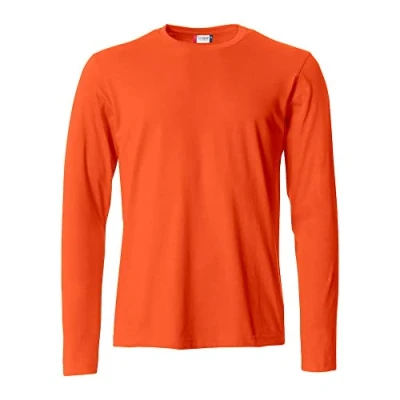 Imagen de Clique Camiseta de manga larga para hombre Basic T L/S, algodón jersey, cuello elástico, cinta antisudor, ajuste Slim Fit, naranja., XXXL