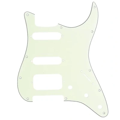 Imagen de Musiclily Pro 11 Agujeros Round Corner HSS Guitar Strat Pickguard Golpeador para Estados Unidos/Mexicana Stratocaster Pastillas Abierta, 3 capas Pergamino