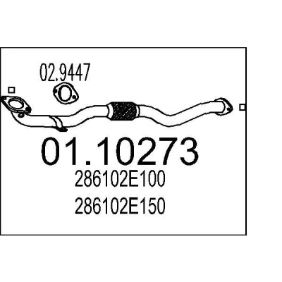 Imagen de MTS 01.10273 Tubo de escape 1405 delante para silenciador intermedio HYUNDAI: Tucson, KIA: Sportage II