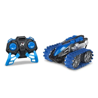 Imagen de Nikko 10182 Nano Trax coche teledirigido con orugas, tanque pequeño giros de 360 y acrobacias geniales, juguete para niños a partir 6 años adultos, aprox. 15 cm, azul