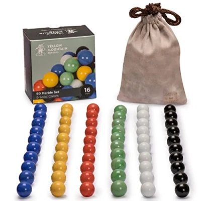 Imagen de Juego de Damas Chinas con 60 Canicas Cristal Colores Lisos Yellow Mountain Imports 16 Milímetros
