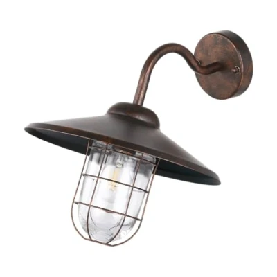 Imagen de Eglo Melgoa Lámpara de pared para exterior, aplique exterior 1 foco acero galvanizado con aspecto oxidado y cristal, casquillo E27, IP44