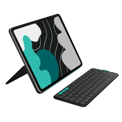 Imagen de Funda Con Teclado Inalámbrico Logitech Flip Folio Gris Para Ipad Air Y Pro 11&quot;