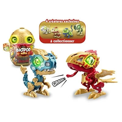 Imagen de Silverlit YCOO 88117 Geo Duo by 2 Robots Dinosaures Dans UNE œuf Surprise pour Construire, Effets Lumineux et sonores, 4 biopodes différents à Collectionner, 9 cm, Partir de 5 ANS