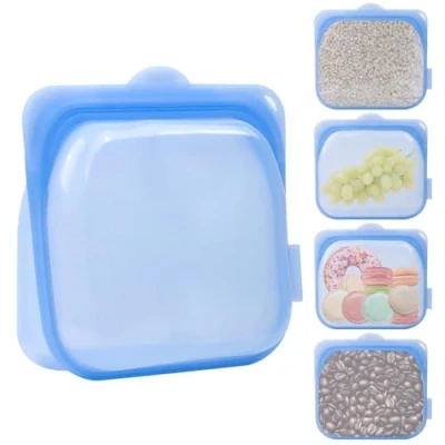Imagen de Bolsas Congelar Reutilizable, Porta Bocadillos de Silicona, Bolsa Bocadillo Plegable, para Alimentos Pequeño, Guardar Verduras, Leche y Aperitivos, 1 Pieza