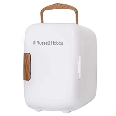 Imagen de Russell Hobbs RH4CLR1001SCW Mini enfriador portátil y calentador de latas para bebidas, cosméticos, maquillaje, cuidado la piel, alimentación CA/CC, estilo Scandi, efecto blanco madera,