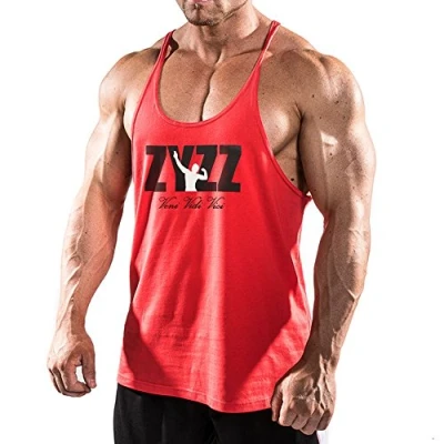 Imagen de Hombre Camiseta sin Mangas Tirantes Deporte Casual Algodón Cuello Redondo ZYZZ00 Rojo M