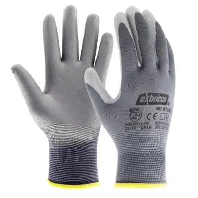 Imagen de EXBRIECO Guantes de Trabajo Profesionales Ideales para Automotriz, Construcción y Embalaje, Protección CAT2 en Poliéster Nitrilo, Precisión Táctil, Multipropósito, Cómodos, Resistentes